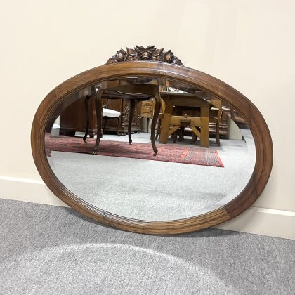 French Walnut Oval Wall Mirror c.1910