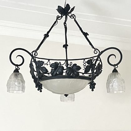 French Art Deco Wrought Iron Chandelier