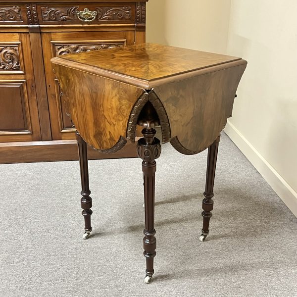 19th Century Burr Walnut Drop Leaf Table