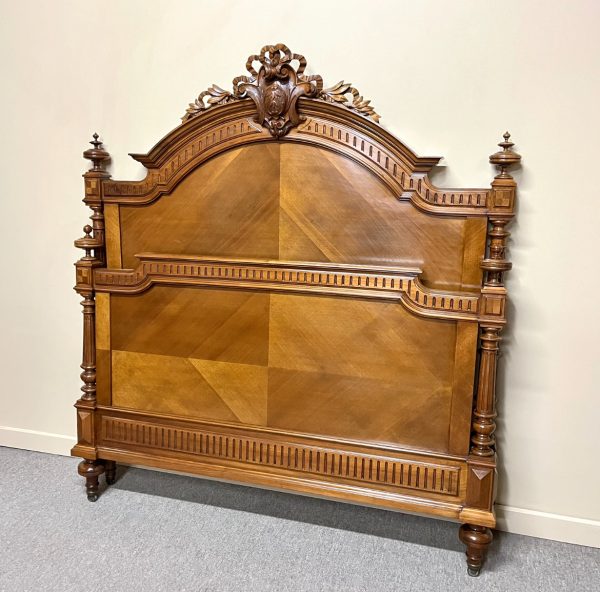 French Henri II Walnut Queen Size Bed