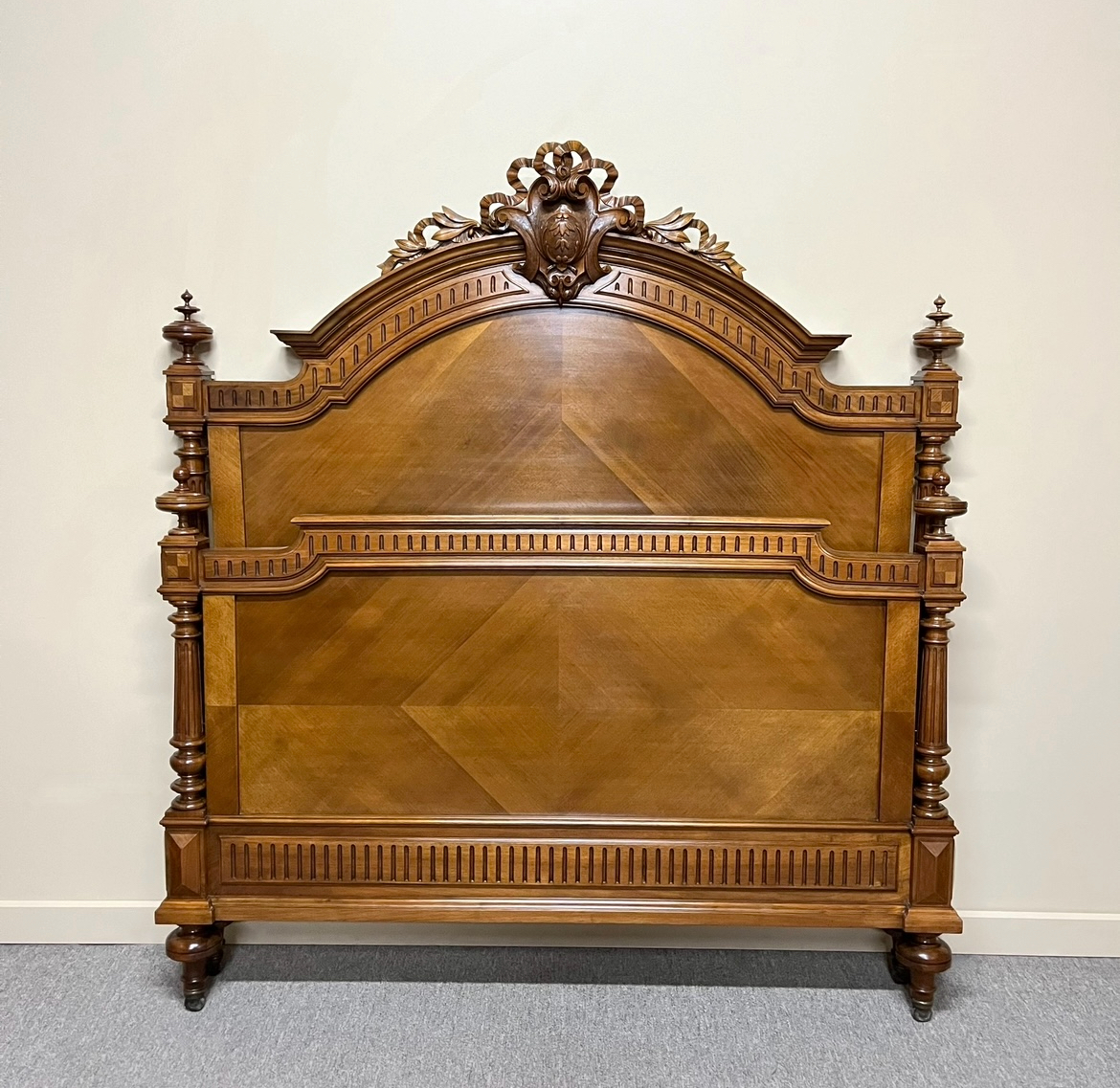 French Henri II Walnut Queen Size Bed