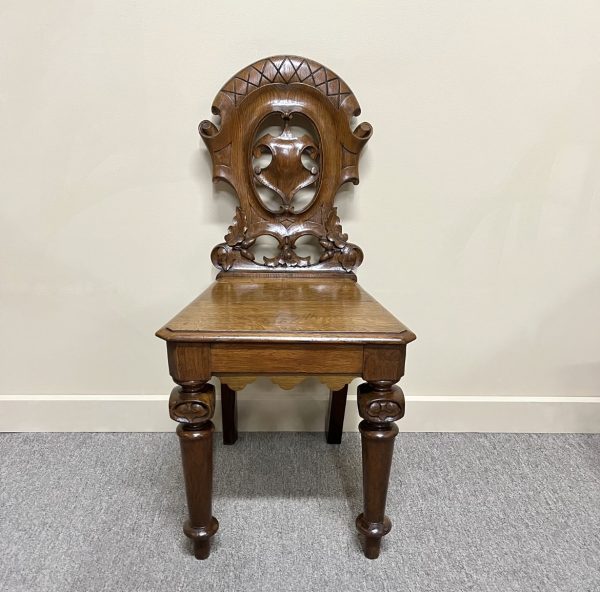 Victorian Oak Hall Chair - 2 Available