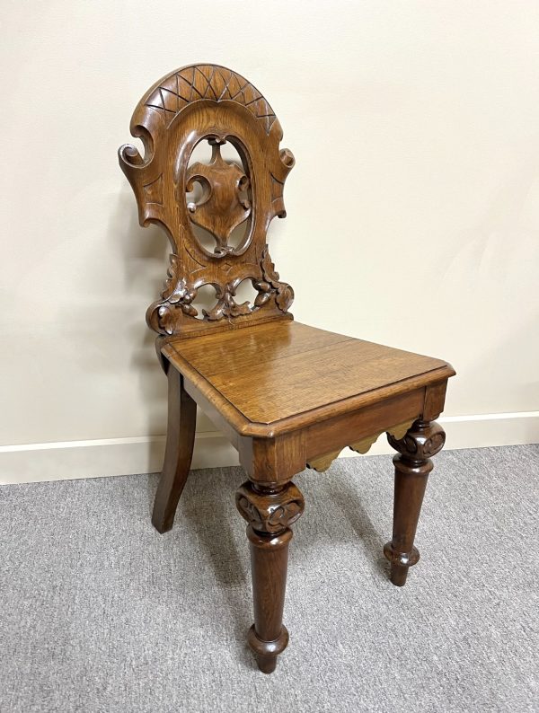 Victorian Oak Hall Chair - 2 Available