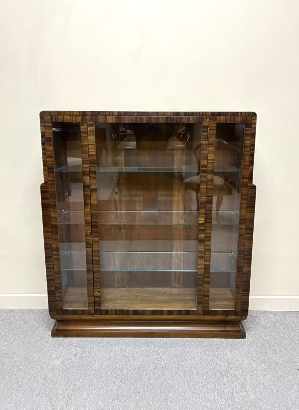 Art Deco Walnut Display Cabinet