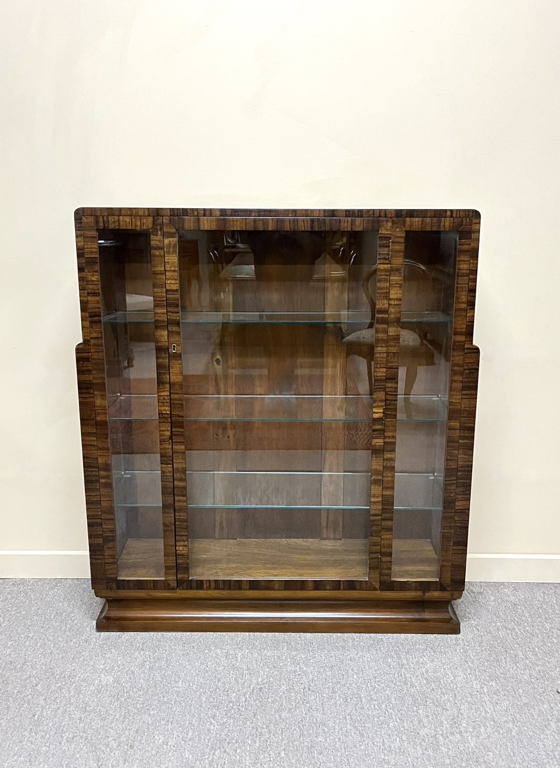 Art Deco Walnut Display Cabinet