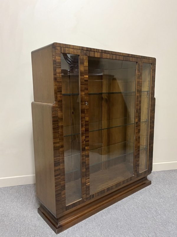 Art Deco Walnut Display Cabinet