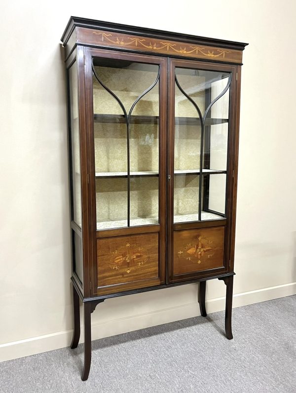 Edwardian 2-Door Inlaid Display Cabinet