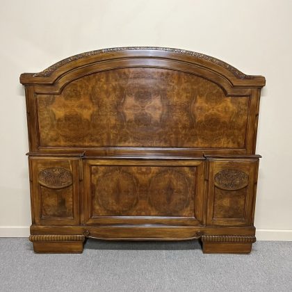 1920's French Burr Walnut Queen Size Bed