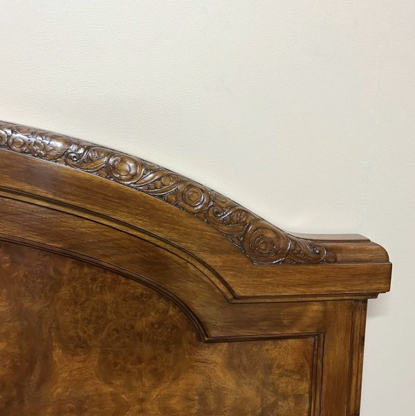 1920's French Burr Walnut Queen Size Bed