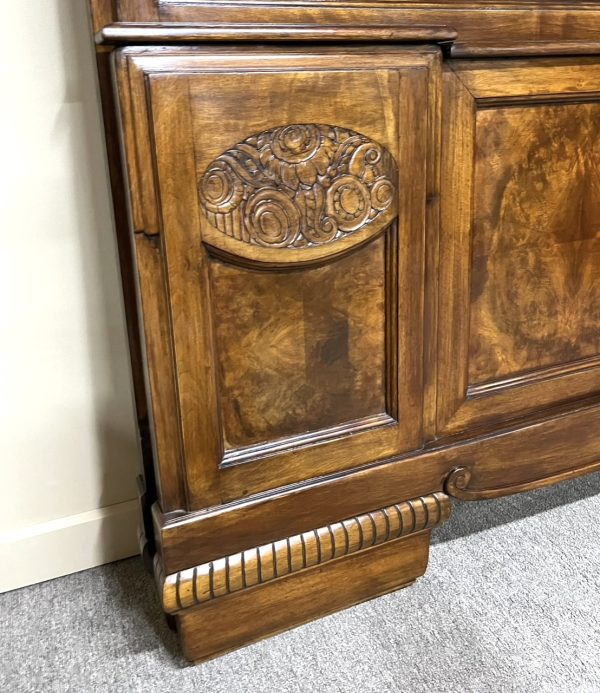 1920's French Burr Walnut Queen Size Bed