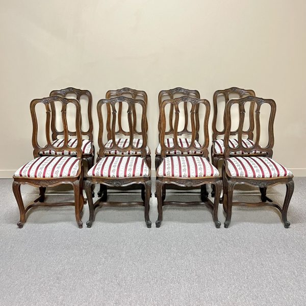 Set of Eight French Oak Dining Chairs