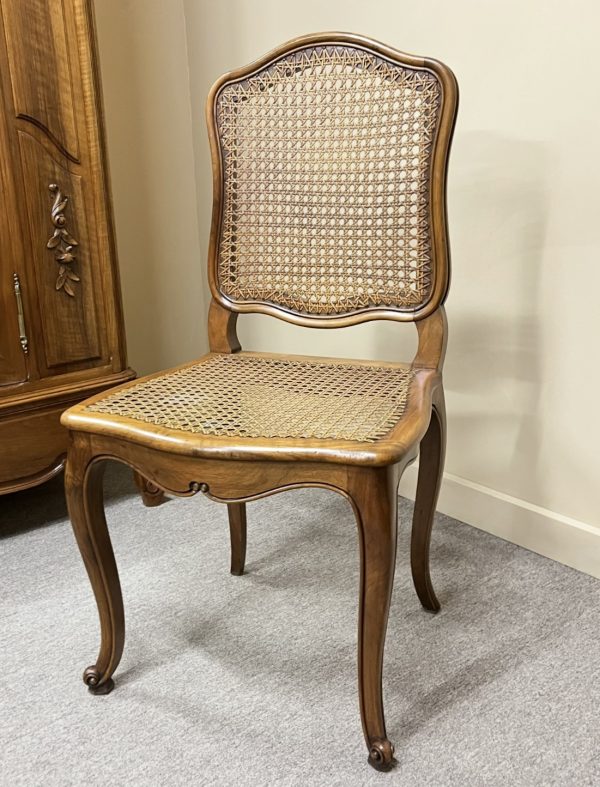 French Vintage Cane & Walnut Chair