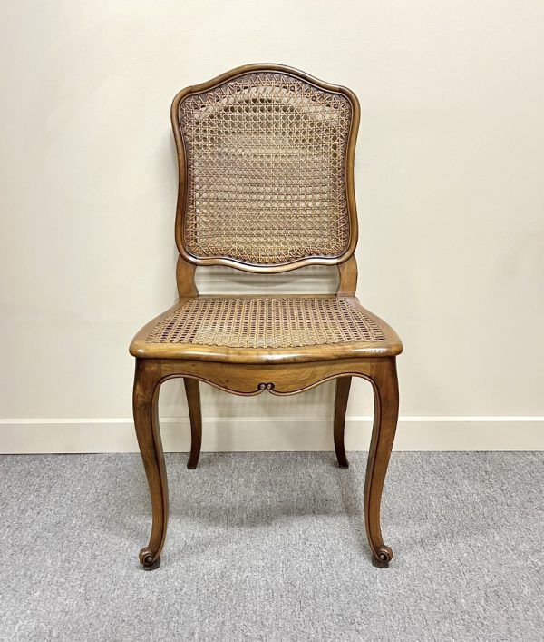 French Vintage Cane & Walnut Chair