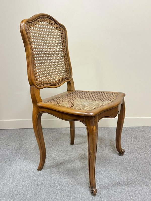 French Vintage Cane & Walnut Chair