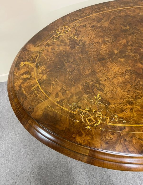 English Burr Walnut Oval Table c.1870