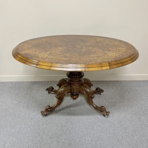 English Burr Walnut Oval Table c.1870